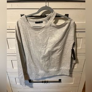 NWT BLACK TAPE OPEN SHOULDER SWEATER - m